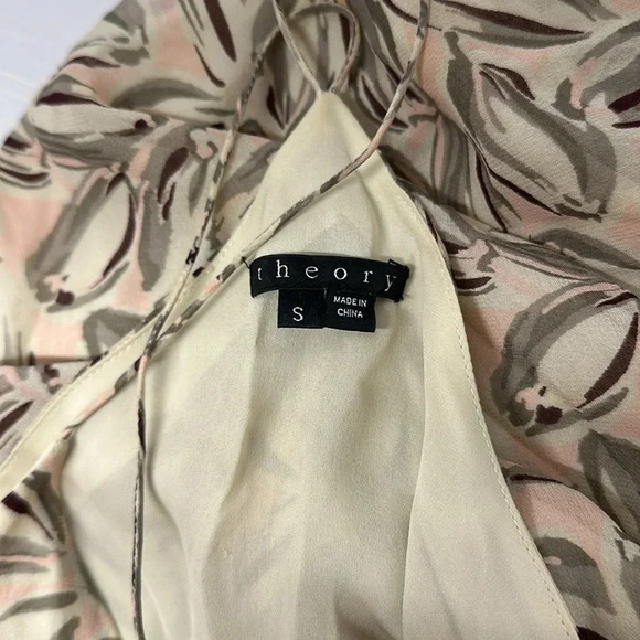 Theory Brylia Tank Top Blouse Sleeveless Shirt Pure Silk Leaf Ivory Size Small - Picture 7 of 9